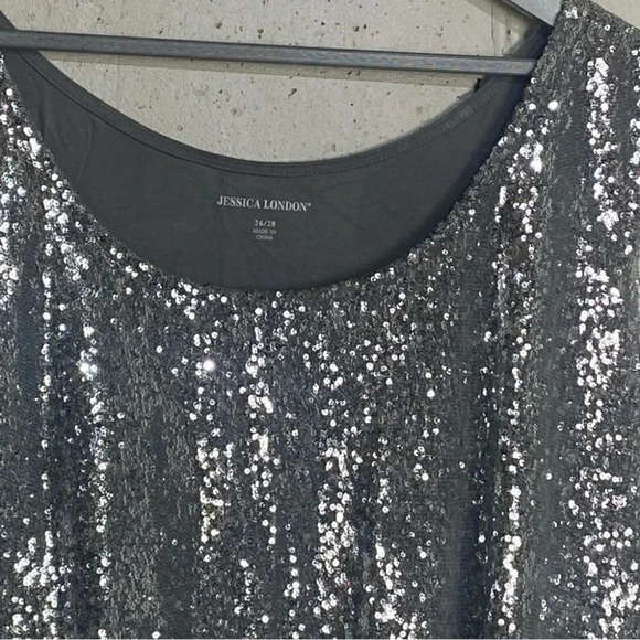 Jessica‎ London 26/28 silver glitter front gray back tank NEW - Picture 3 of 7